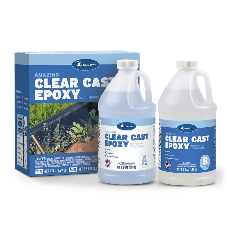 Alumilite Amazing Clear Cast Epoxy Resin Kit (1 Gal) Food Safe, Crystal Clear, High-Gloss Finish â€“ Perfect for Countertops, Encapsulation, Coatings, Castings, Jewelry, Art, and Other DIY Projects - Image 1